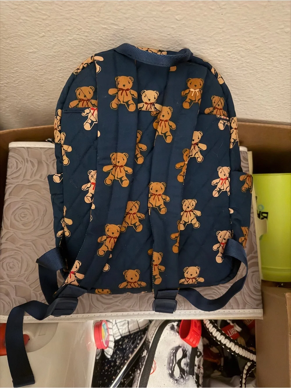 Vera Bradley Blue Quilted Teddy Print Backpack_2